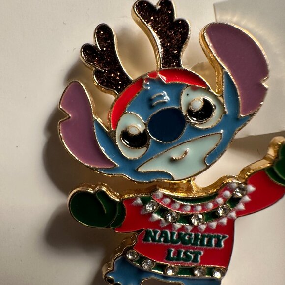 Disney BAUBLEBAR Stitch Naughty List Reindeer Jewelry Holiday Earrings NIB - Picture 2 of 3